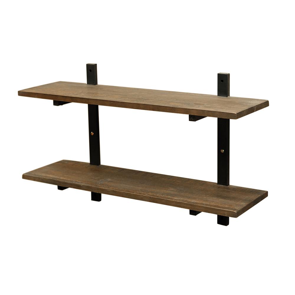 Pomona 36"W Metal and Solid Wood Wall Shelf. Picture 11