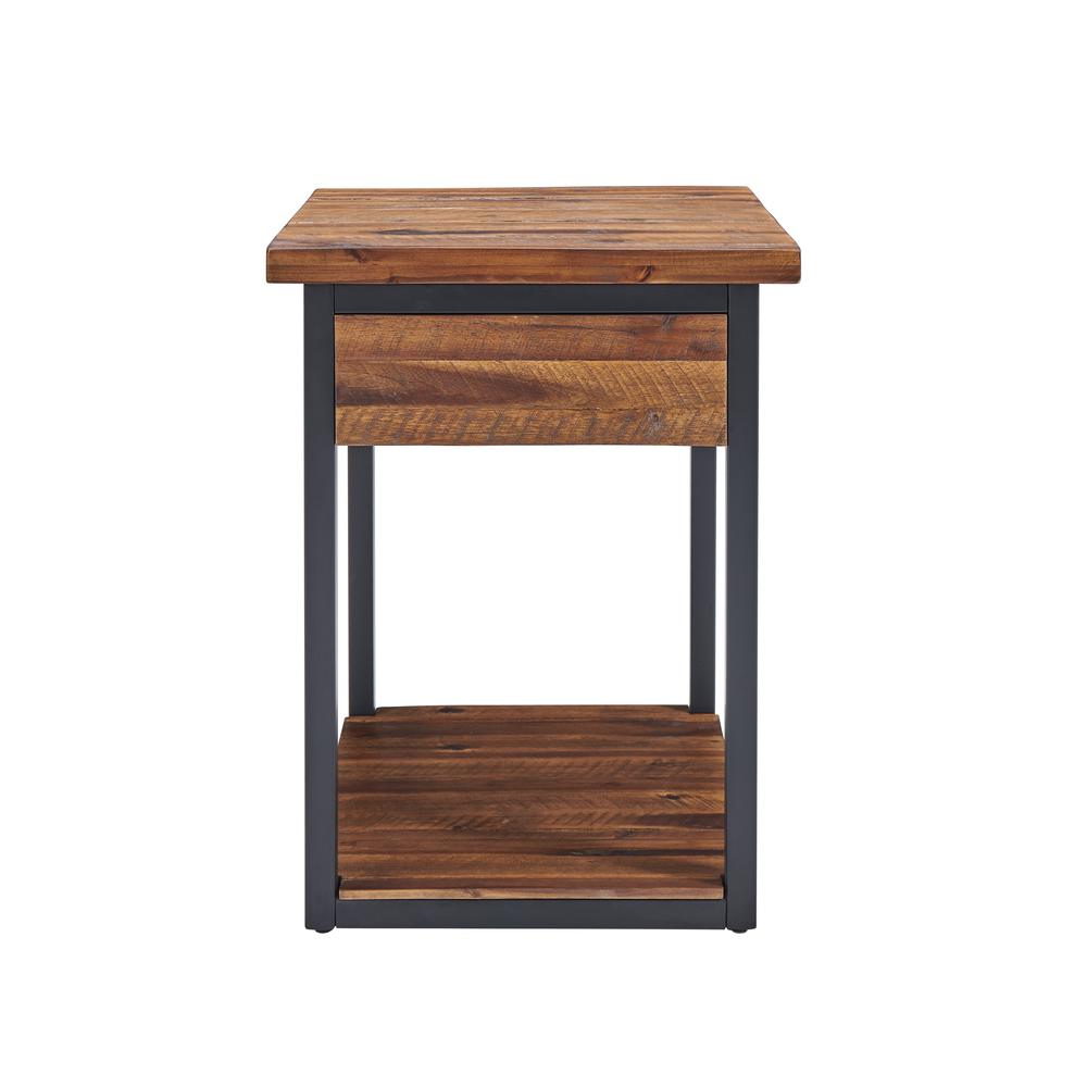 Claremont Rustic Wood End Table with Drawer and Low Shelf. Picture 27