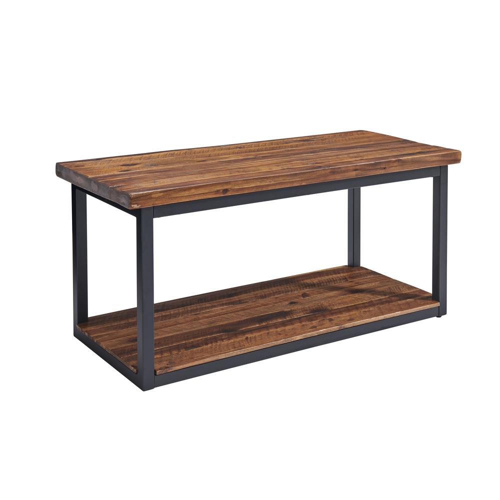 Claremont 40" Rustic Wood Bench with Low Shelf. Picture 9