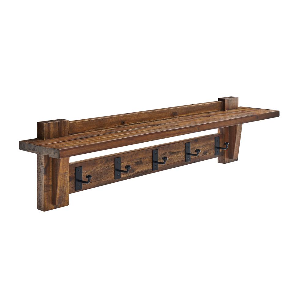 Durango 60" Industrial Wood Coat Hook Shelf and Bench Set. Picture 23