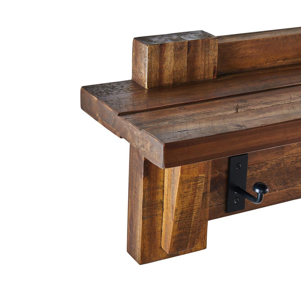 Durango 60" Industrial Wood Coat Hook Shelf and Bench Set. Picture 26