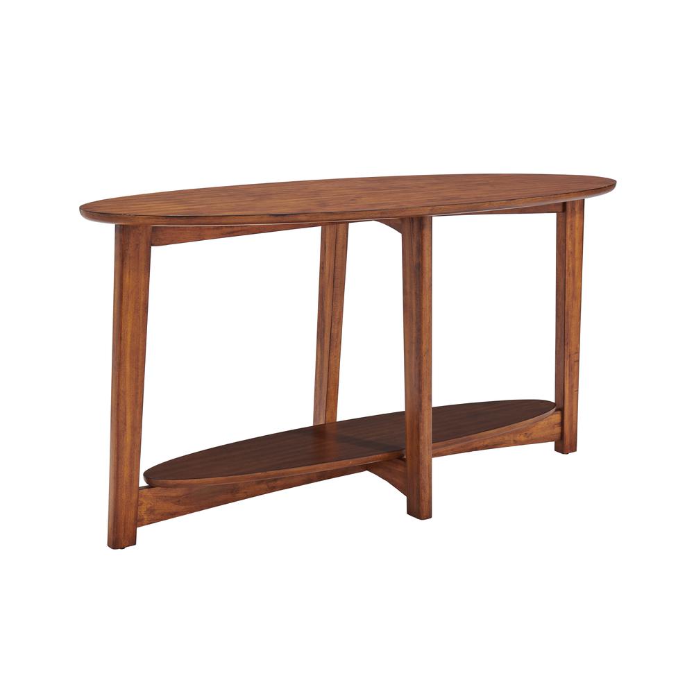 Monterey 60"L Console/Media Mid-Century Modern Wood Table, Warm Chestnut. Picture 10