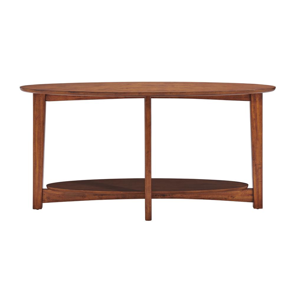 Monterey 60"L Console/Media Mid-Century Modern Wood Table, Warm Chestnut. Picture 13
