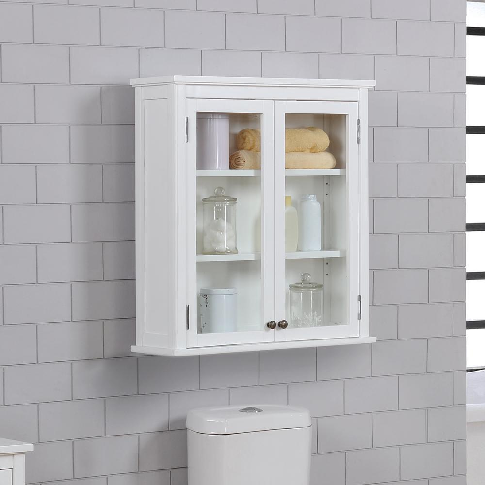 Cabinet Over Toilet, Bathroom Storage Cabinet with Glass Doors and