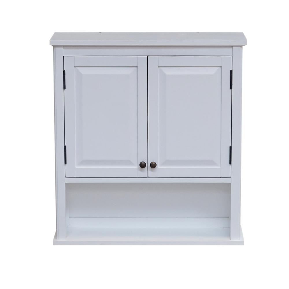 Dorset 27"W x 29"H Wall Mounted Bath Storage Cabinet with Two Doors and Open Shelf. Picture 8