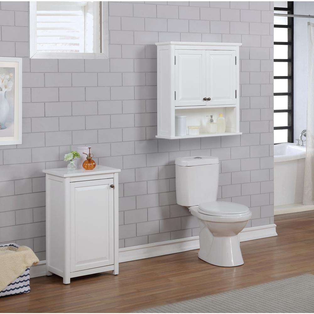 Dorset 27"W x 29"H Wall Mounted Bath Storage Cabinet with Two Doors and Open Shelf. Picture 10