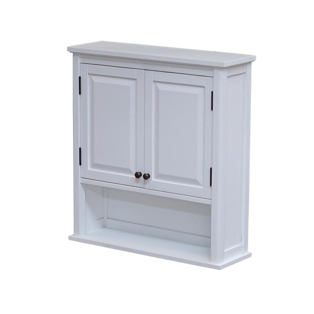 Dorset 27"W x 29"H Wall Mounted Bath Storage Cabinet with Two Doors and Open Shelf. Picture 11