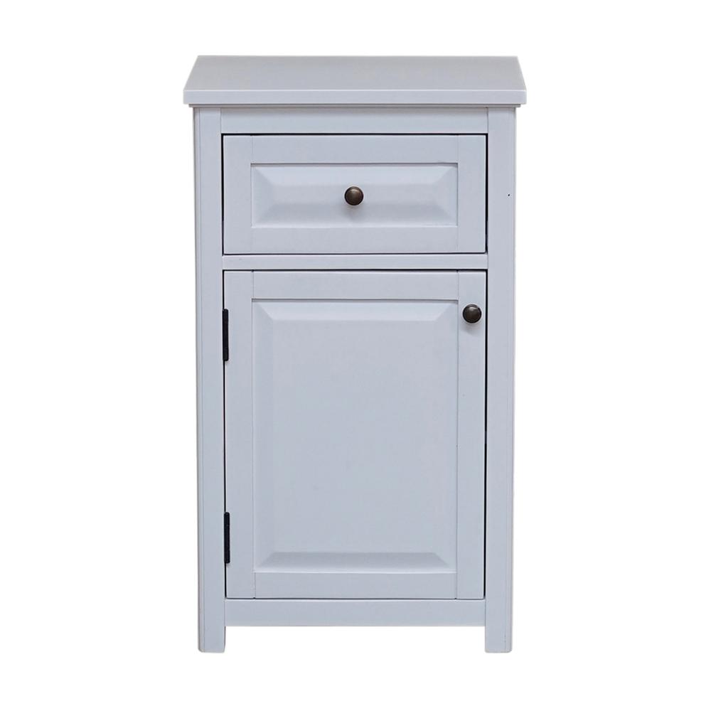 Dorset Bathroom Storage Tower with Open Upper Shelves, Lower Cabinet and Drawer. Picture 9