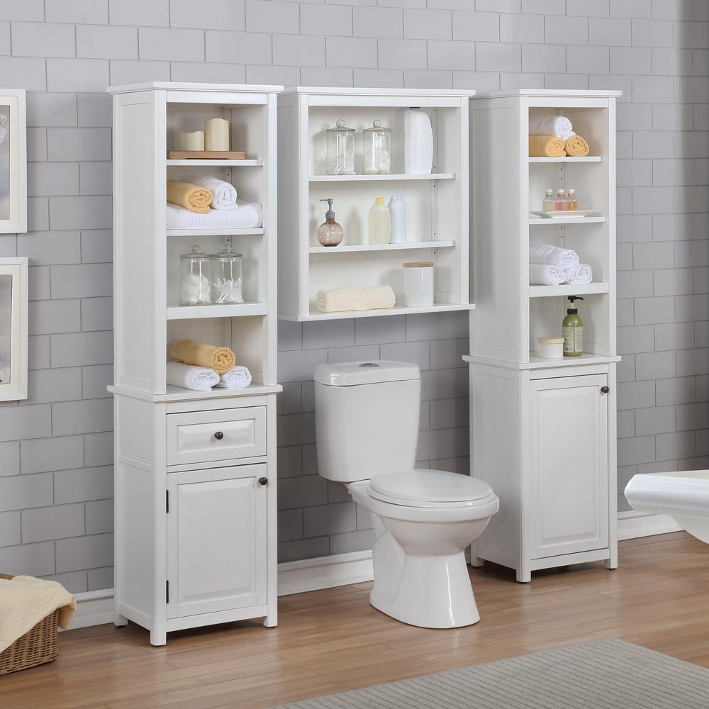 Dorset Bathroom Storage Tower with Open Upper Shelves and Lower Cabinet. Picture 7