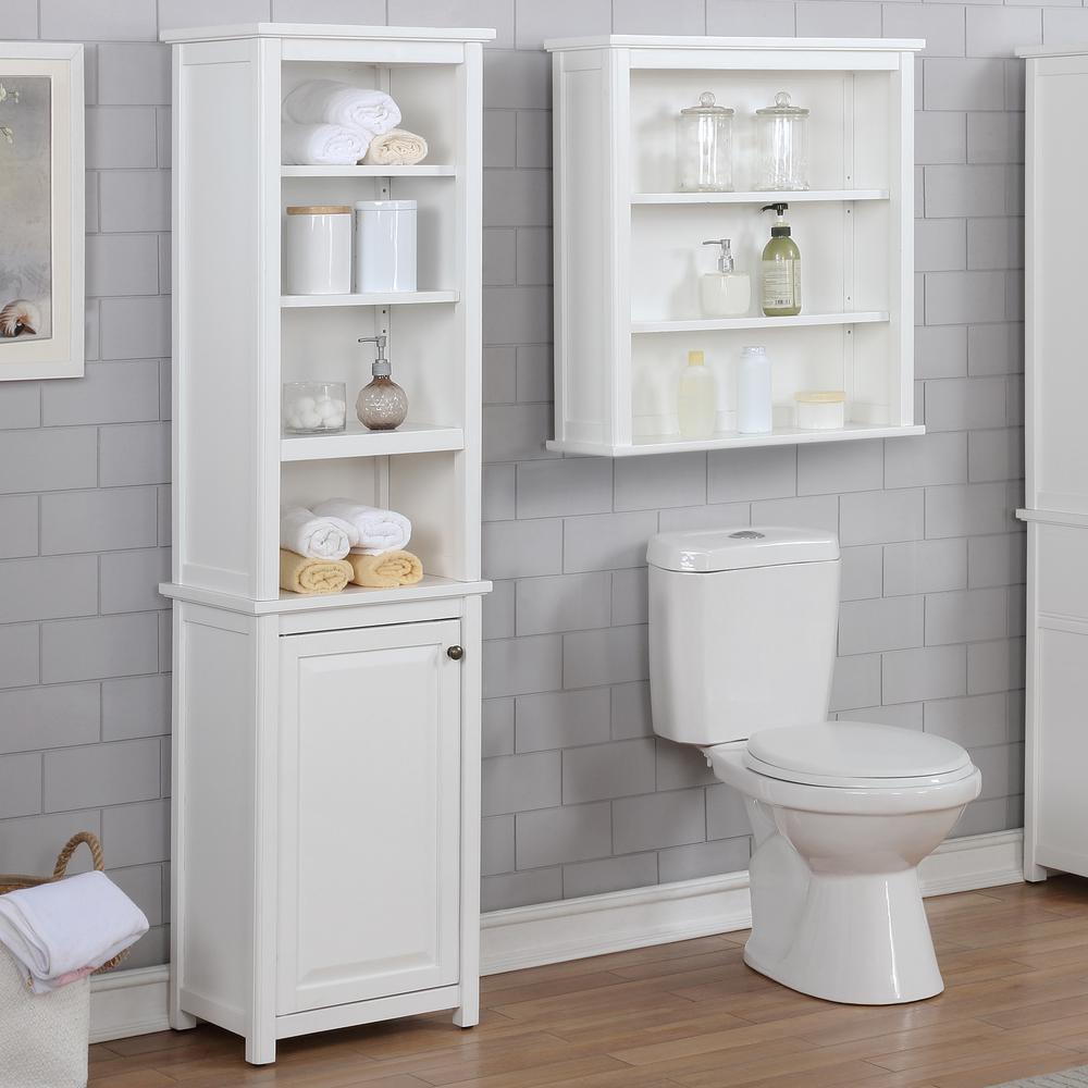 Dorset Bathroom Storage Tower with Open Upper Shelves and Lower Cabinet. Picture 8