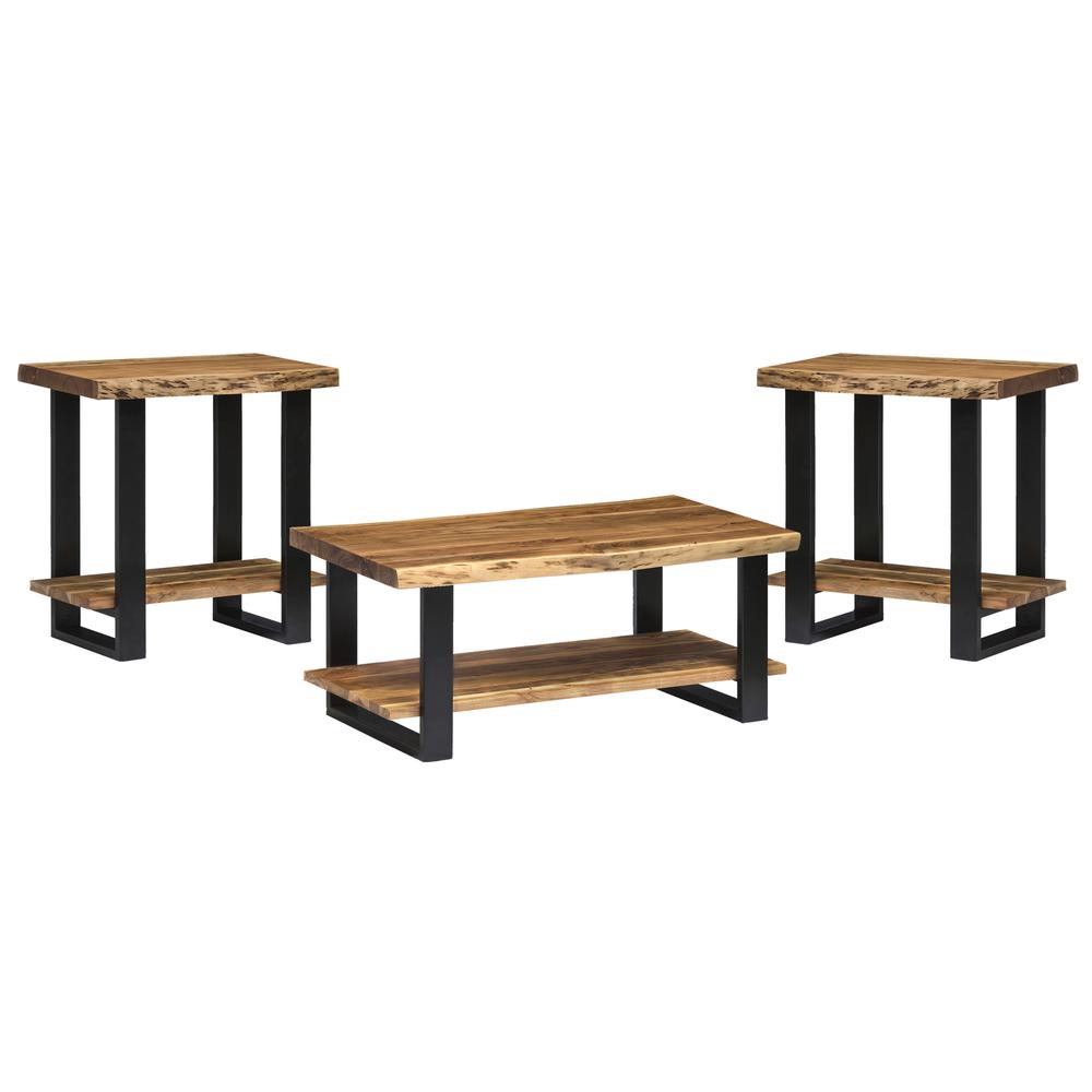Alpine Natural Live Edge 42" Coffee Table and Set of 2 End Tables. Picture 10