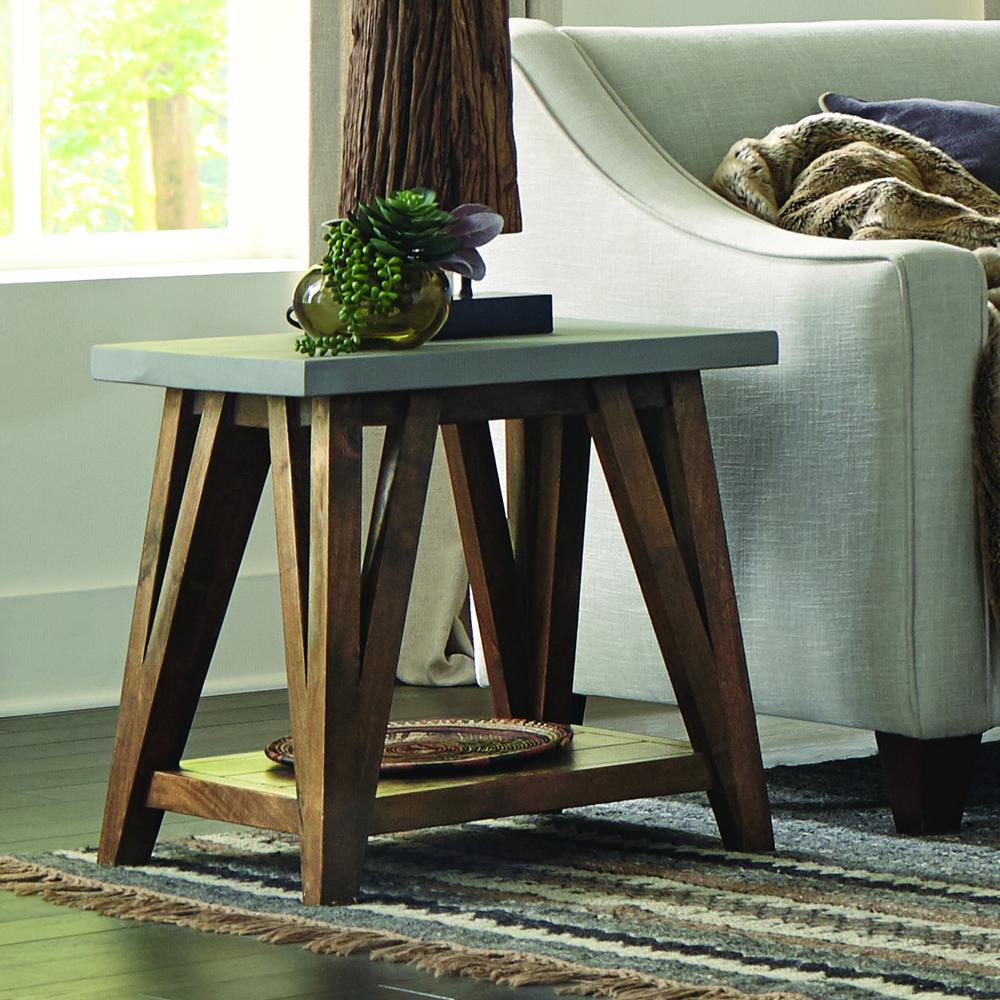 Brookside 22"W Wood with Cement-Coating End Table. Picture 8