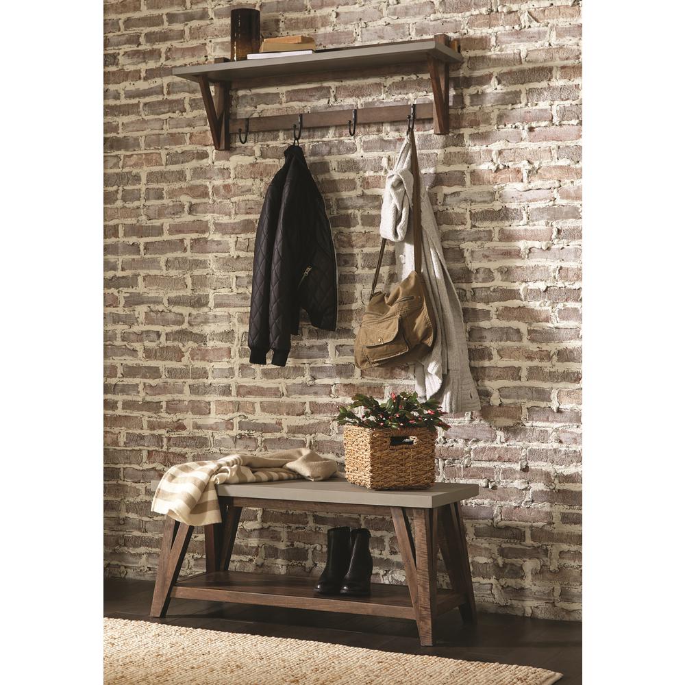 Brookside 40"W Wood with Concrete-Coating Entryway Coat Hook and Bench. Picture 11