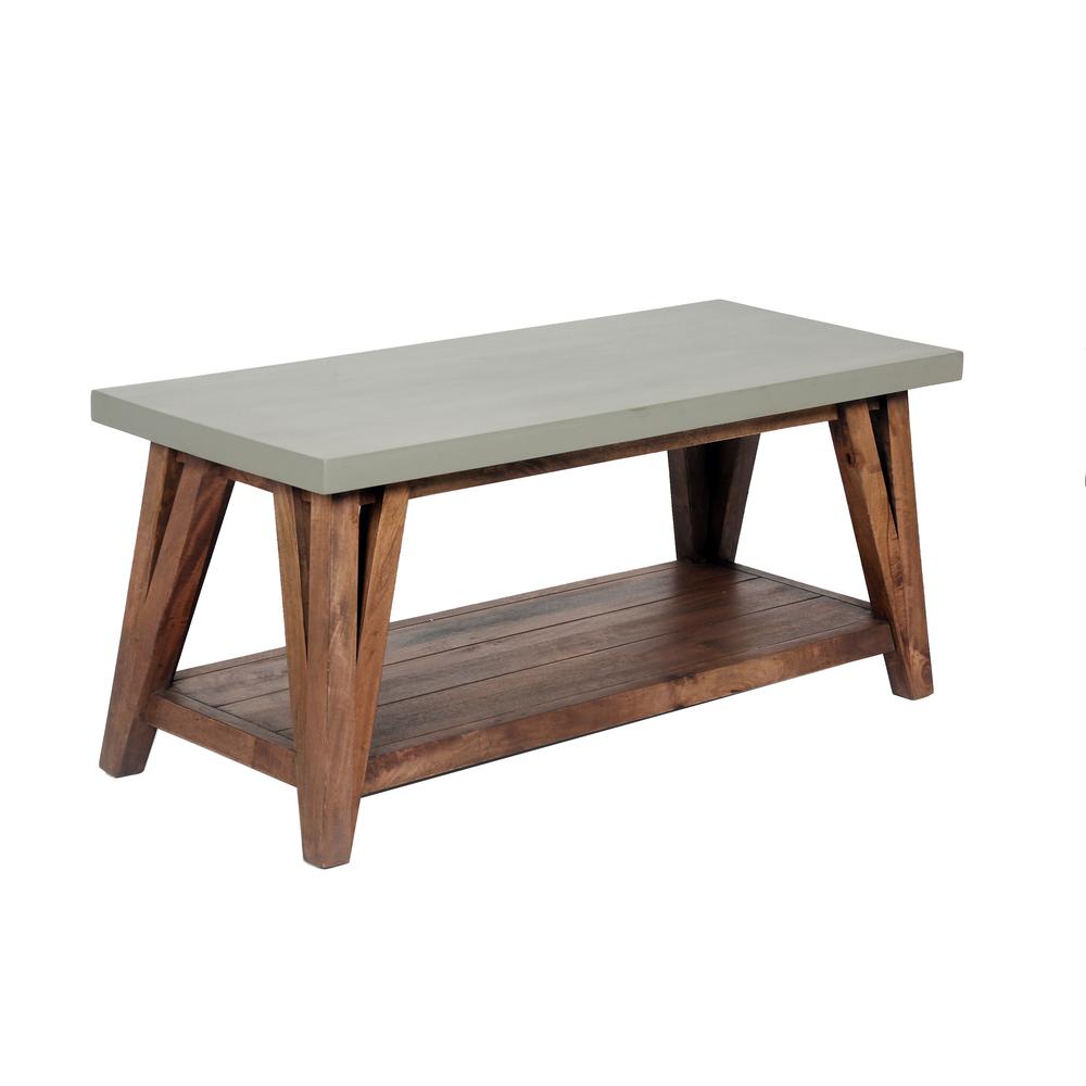 Brookside 40"W Wood with Concrete-Coating Entryway Coat Hook and Bench. Picture 13