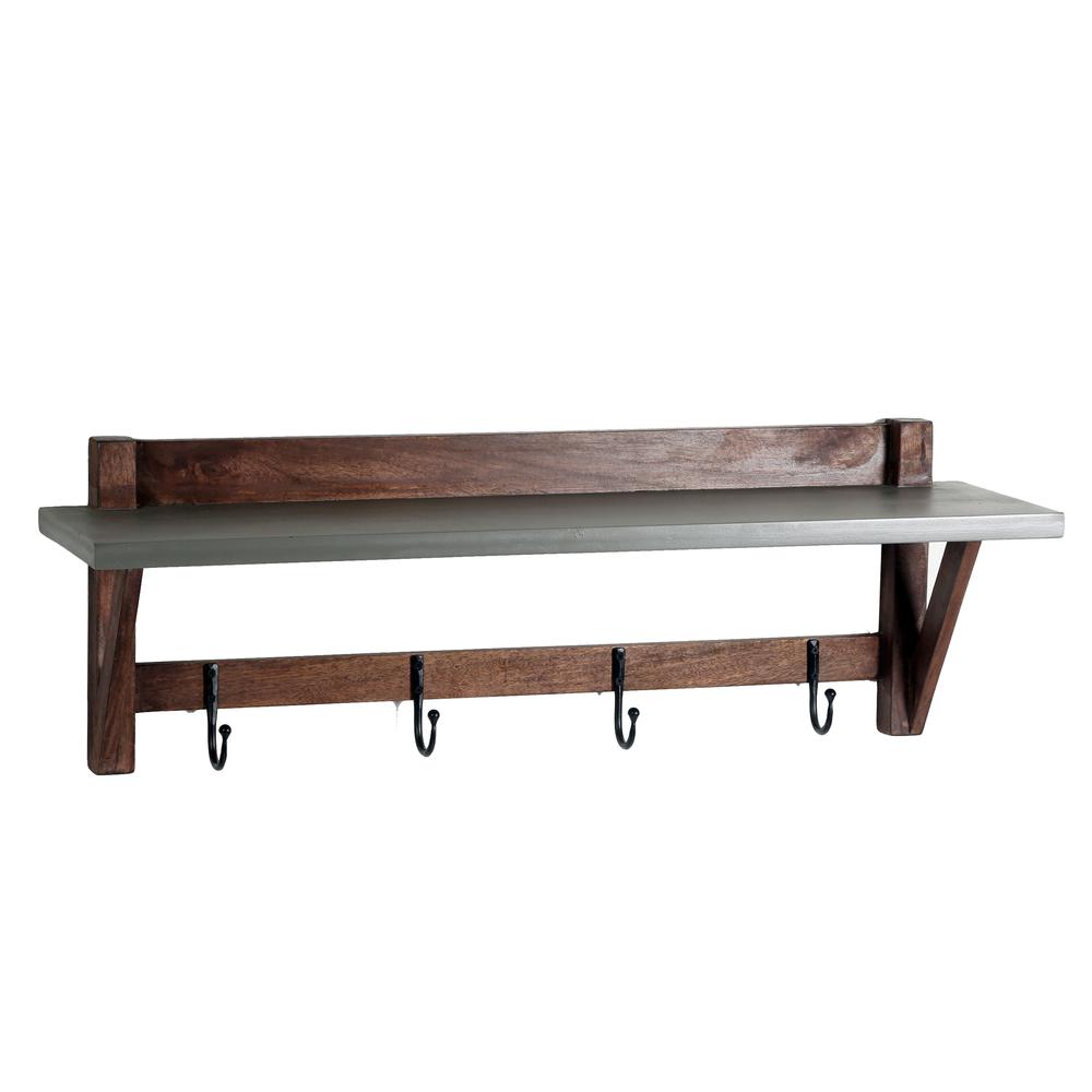 Brookside 40"W Wood with Concrete-Coating Entryway Coat Hook and Bench. Picture 17