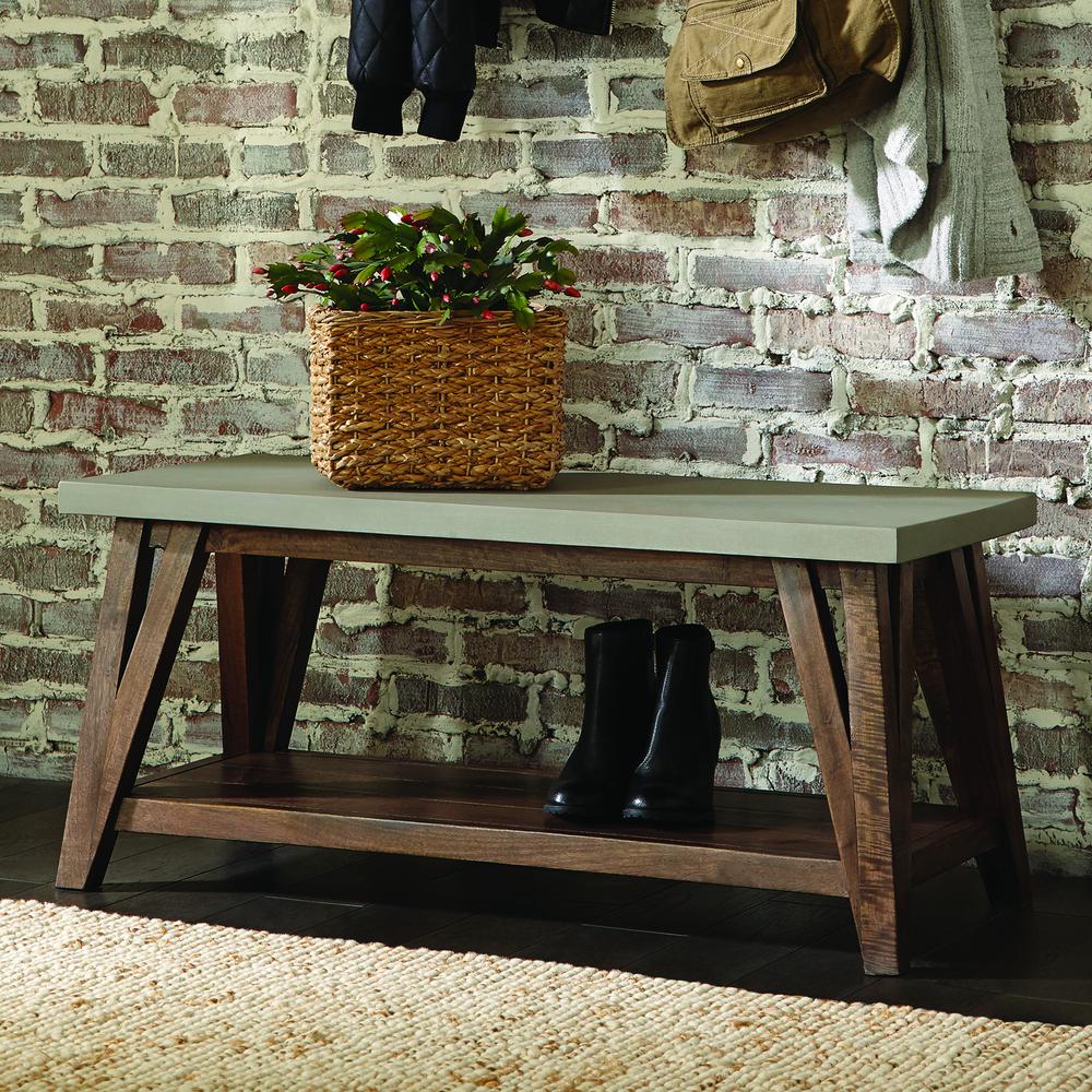 Brookside 40"W Wood with Concrete-Coating Entryway Bench. Picture 8