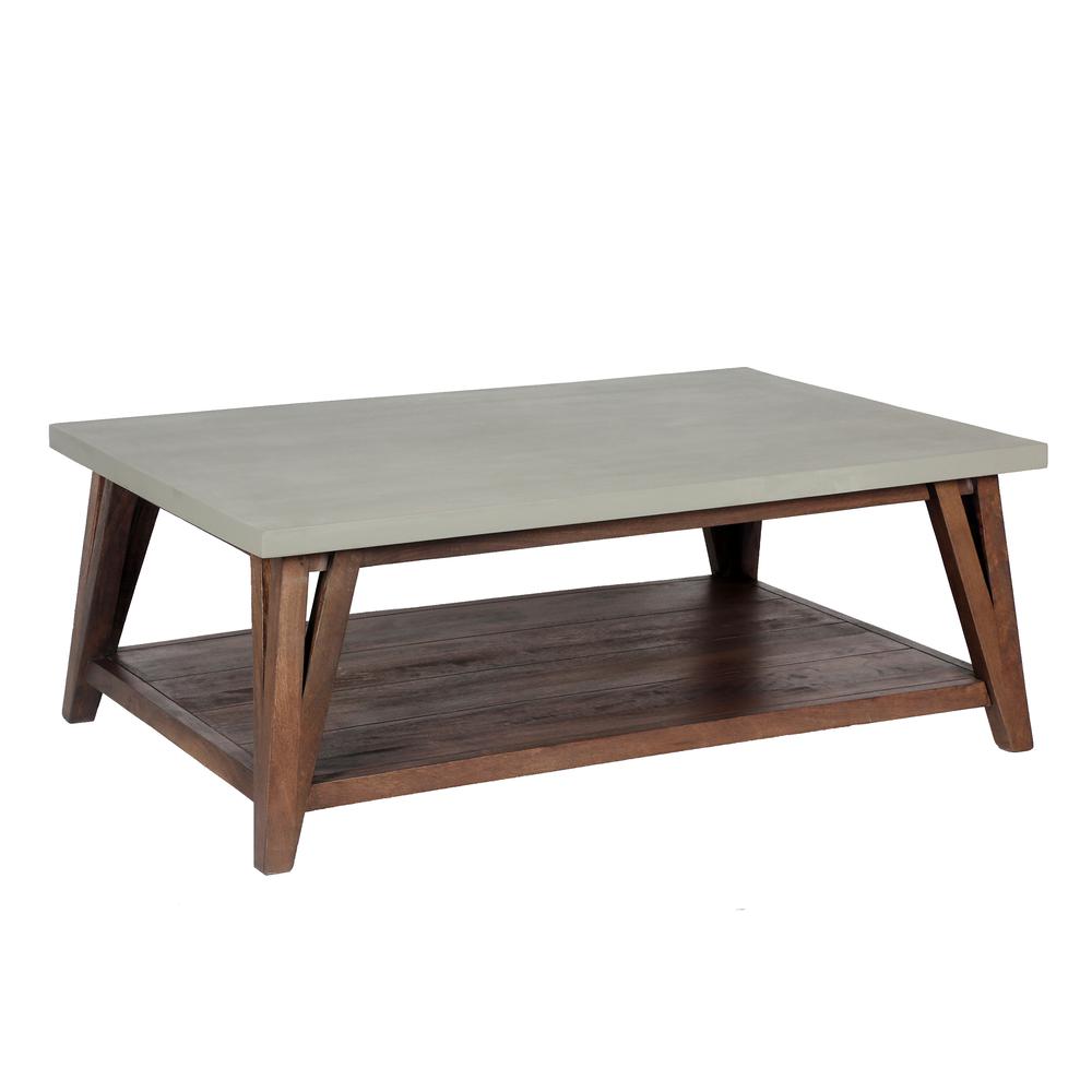 Brookside 48"W Wood with Concrete-Coating Coffee Table. Picture 7