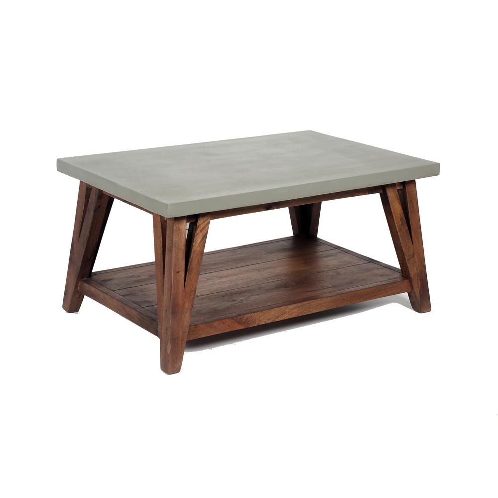 Brookside 36"W Wood with Concrete-Coating Coffee Table. Picture 7
