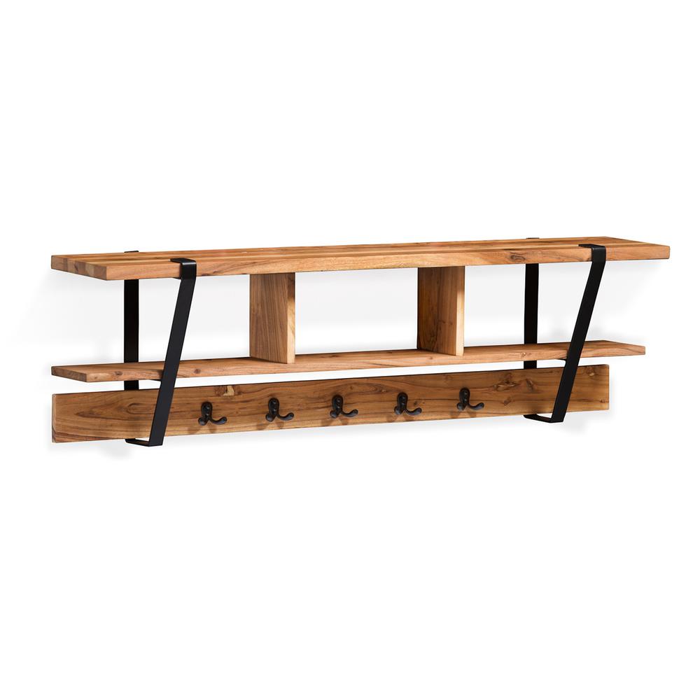 Ryegate Natural Live Edge 48" Bench with Coat Hook Shelf Set. Picture 10