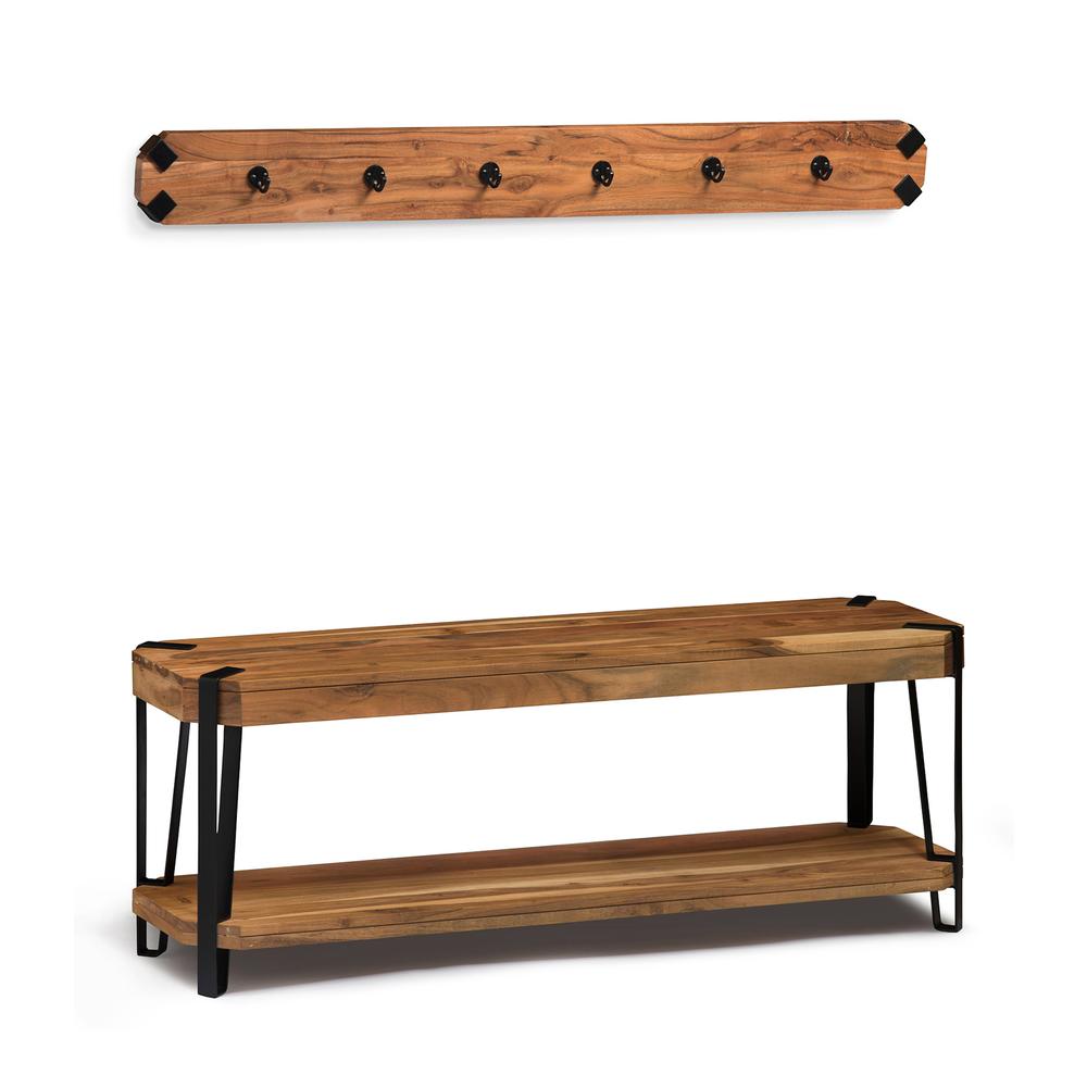 Ryegate Natural Live Edge 48" Bench with Coat Hook Set. Picture 8