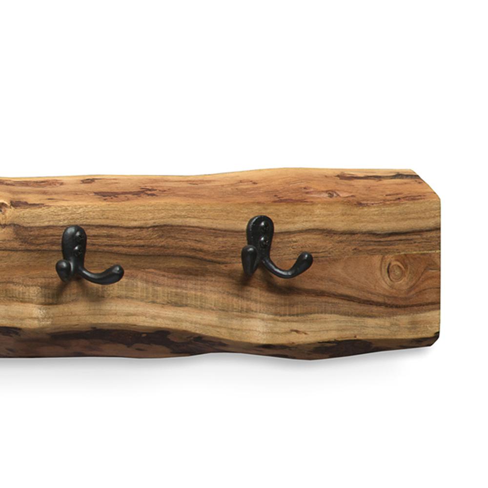 Hairpin Natural Live Edge 48" Bench with Coat Hook Set. Picture 12