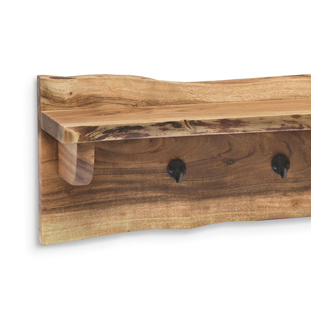 Hairpin Natural Live Edge 48" Bench with Coat Hook Shelf Set. Picture 10