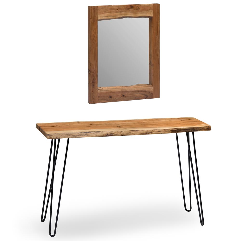 Hairpin Natural Live Edge Media Console & 24" Mirror Set. Picture 6