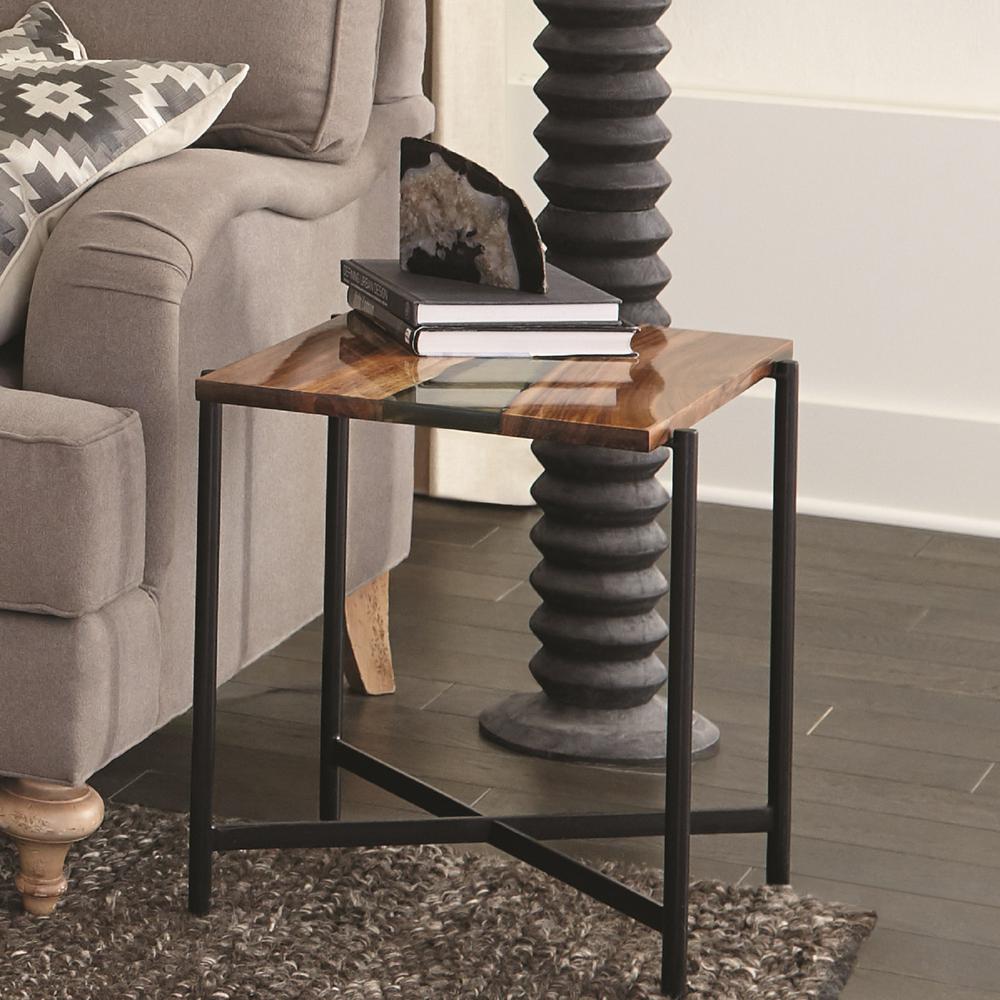 Rivers Edge 22" Acacia Wood and Acrylic End Table. Picture 22