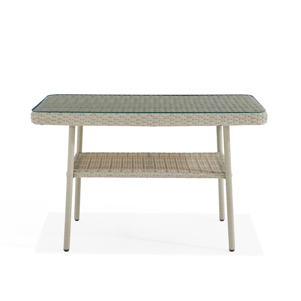 Windham All-Weather Wicker Outdoor 26"H Cocktail Table with Glass Top. Picture 7