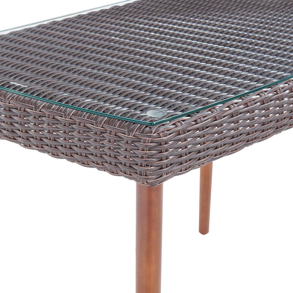 Athens All-Weather Wicker Outdoor 26"H Cocktail Table with Glass Top. Picture 18