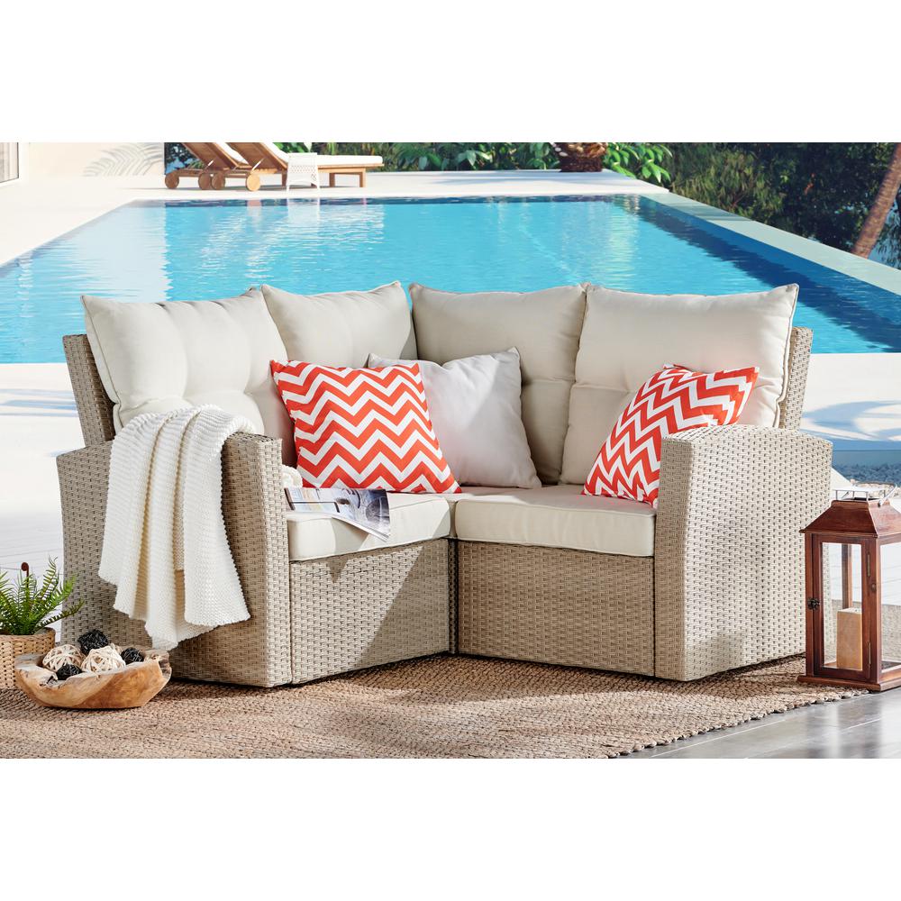Canaan All-Weather Wicker Corner Sectional Sofa with Cushions. Picture 6