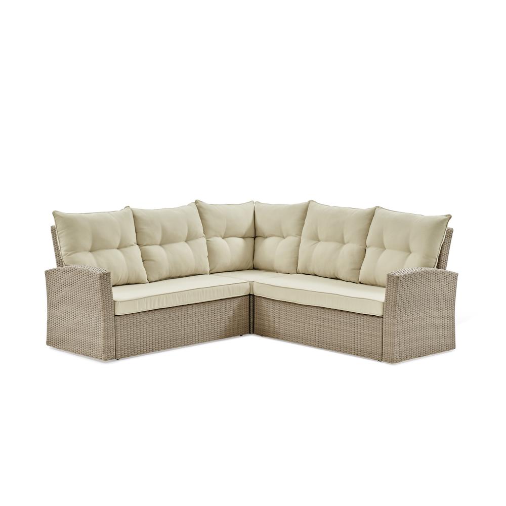 Canaan All-Weather Wicker Outdoor Double Corner Sofa. Picture 6