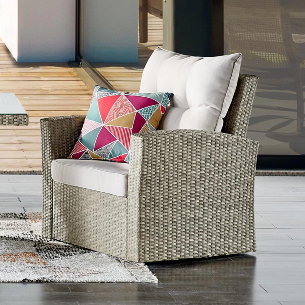 Canaan All-Weather Wicker Outdoor Armchair with Cushions. Picture 26