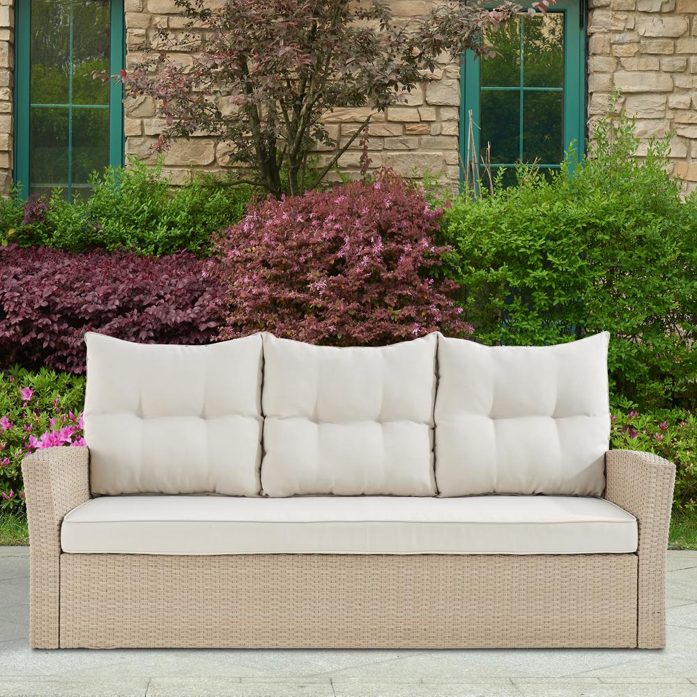 Canaan All-Weather Wicker Outdoor Sofa with Cushions. Picture 26