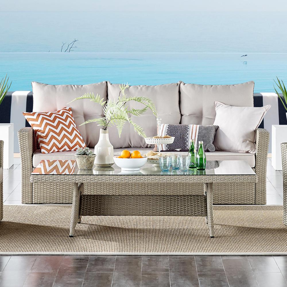 Canaan All-Weather Wicker Outdoor Sofa with Cushions. Picture 20