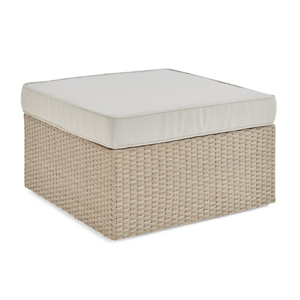 Canaan All-Weather Wicker Outdoor 26"  Square Ottoman with Cushion. Picture 10