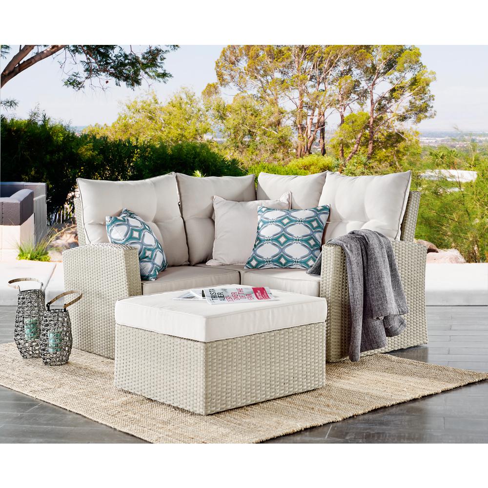 Canaan All-Weather Wicker Outdoor 26"  Square Ottoman with Cushion. Picture 15