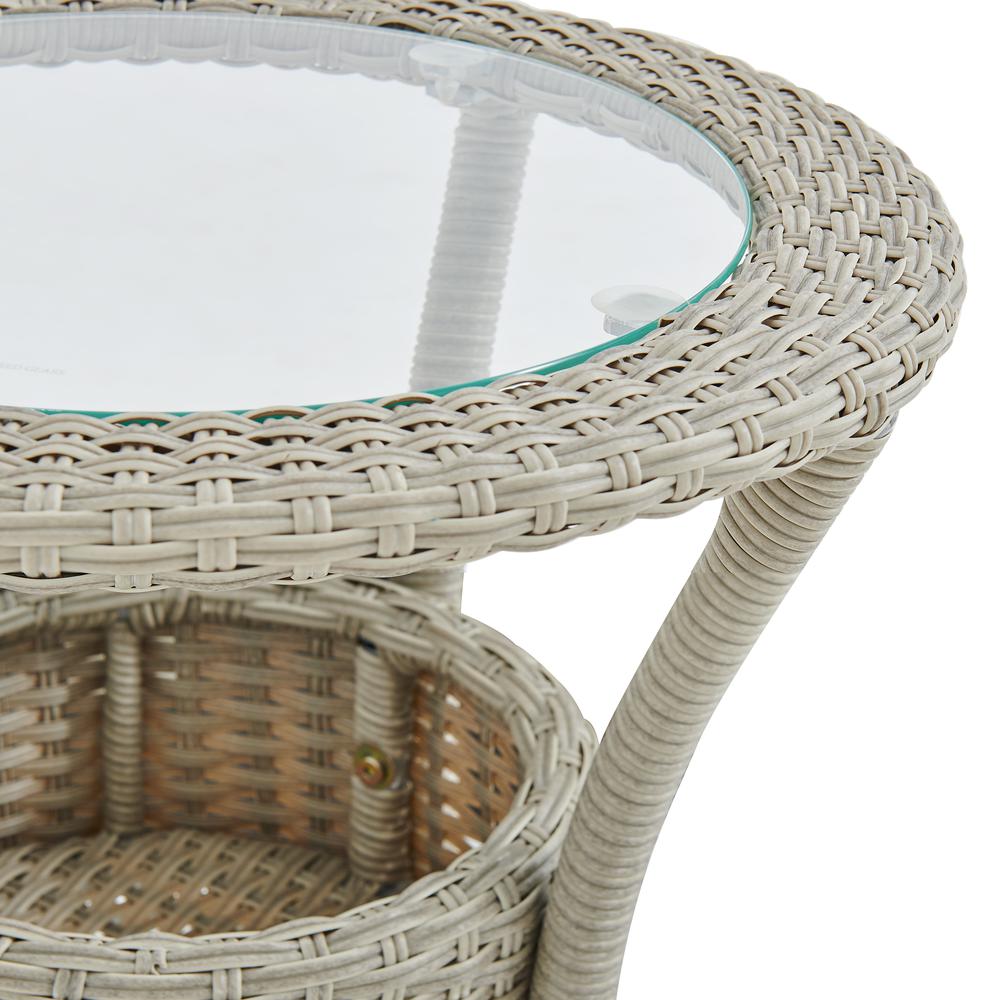 Haven All-Weather Wicker Outdoor Round Glass-Top Accent Table with Storage. Picture 28