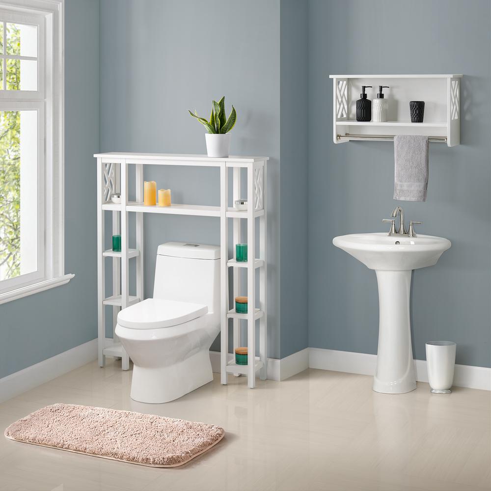 Coventry Over Toilet Open Shelving Unit with Left and Right Side Shelves, Shelf with Two Towel Rods. Picture 2