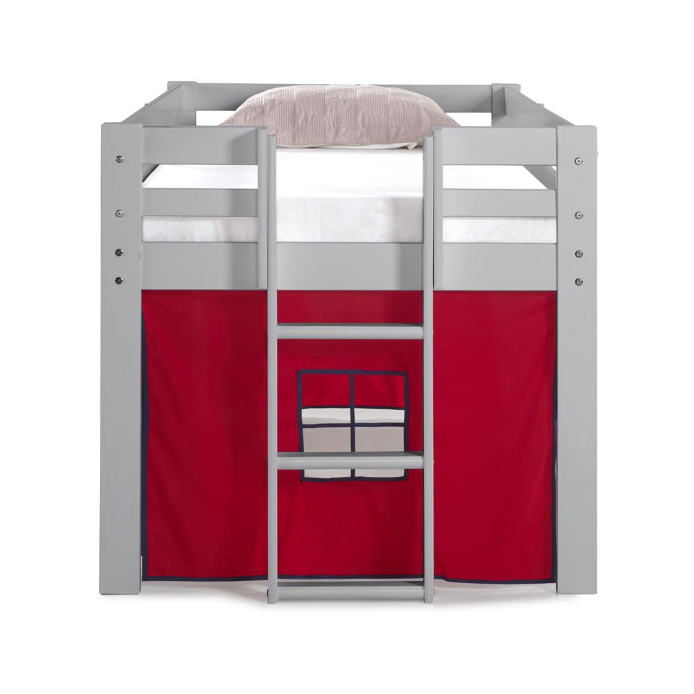 Jasper Twin Junior Loft Bed, Dove Gray Frame and Blue/Red Playhouse Tent. Picture 3