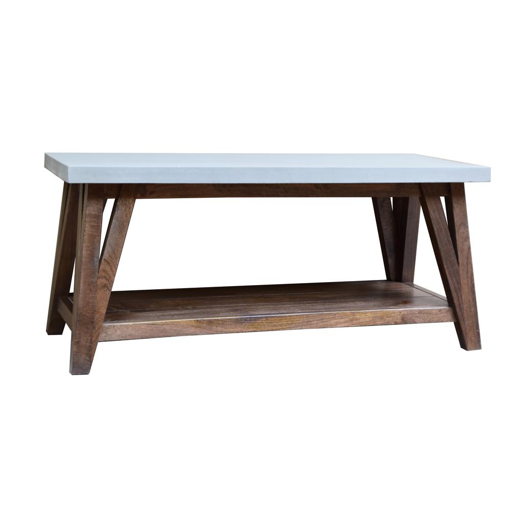 Brookside 40"W Wood with Concrete-Coating Entryway Bench. Picture 13