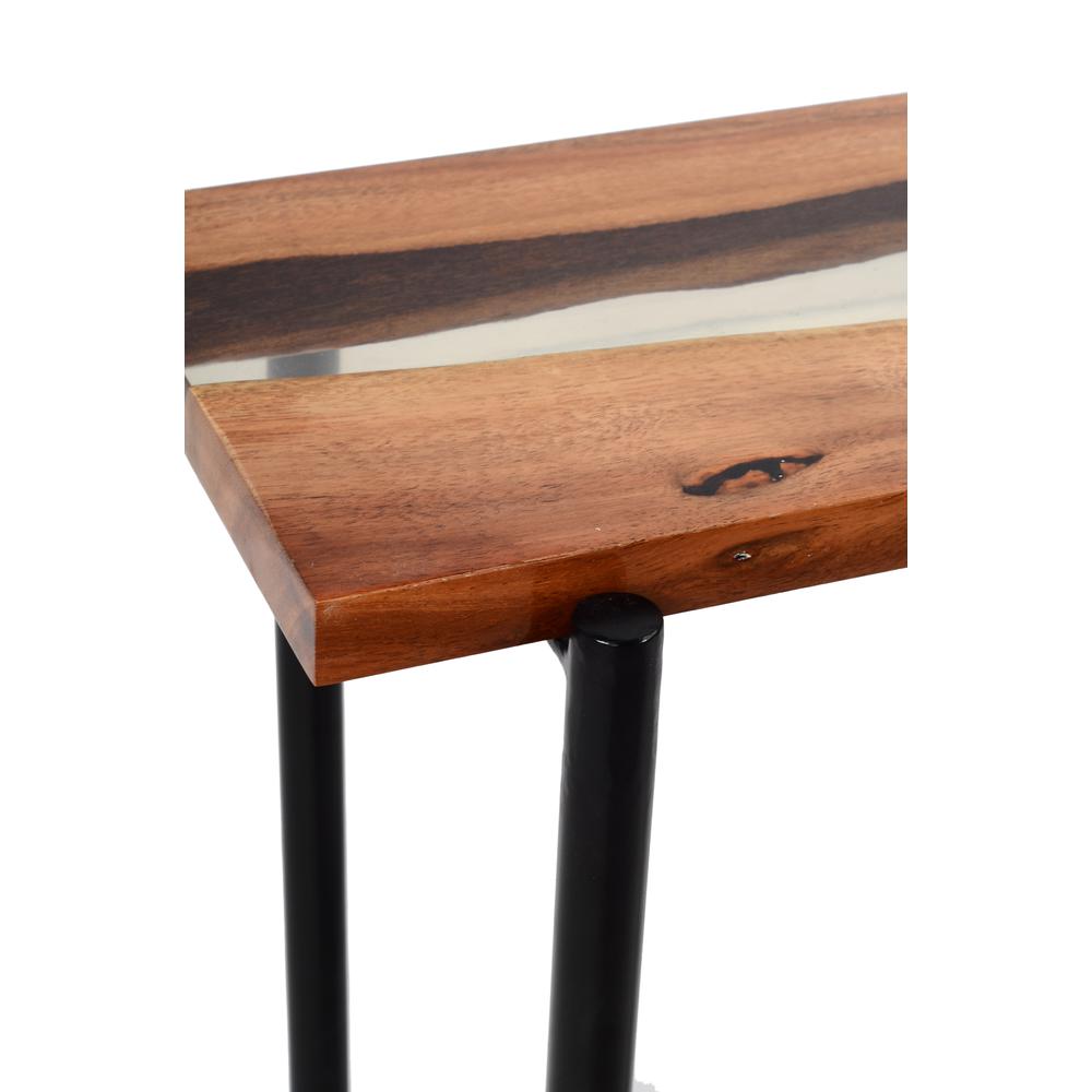 Rivers Edge 18" Acacia Wood and Acrylic Nesting End Tables, Set of 2. Picture 7