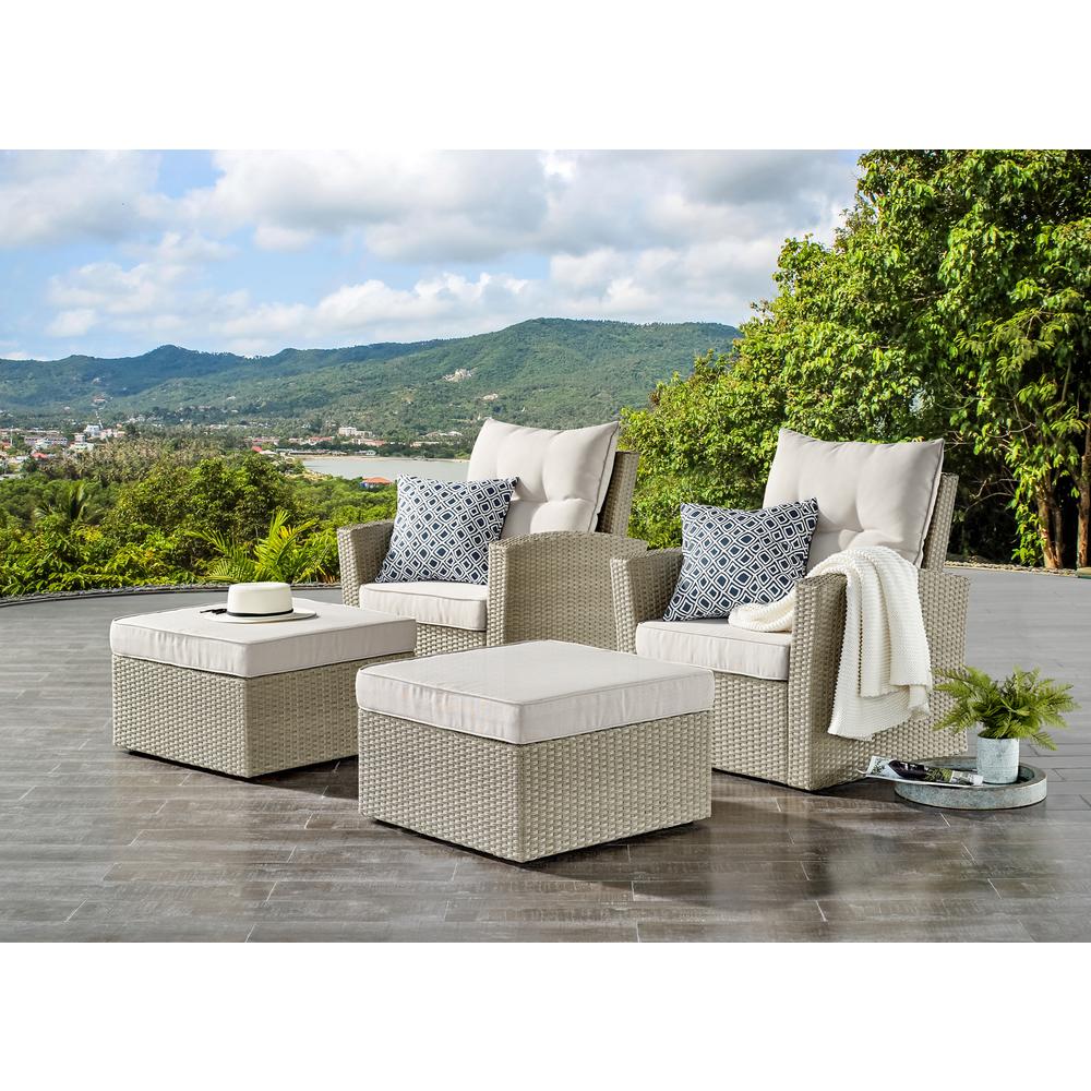 Canaan All-Weather Wicker Outdoor 26"  Square Ottoman with Cushion. Picture 25