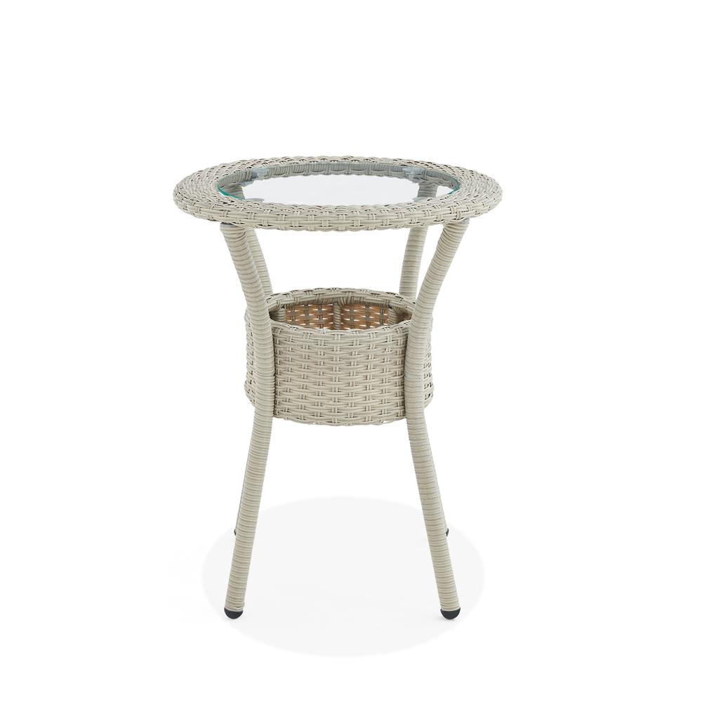 Haven All-Weather Wicker Outdoor Round Glass-Top Accent Table with Storage. Picture 16