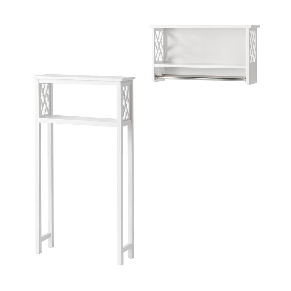 Coventry Over Toilet Open Storage Shelf, Bath Shelf with Two Towel Rods. Picture 1