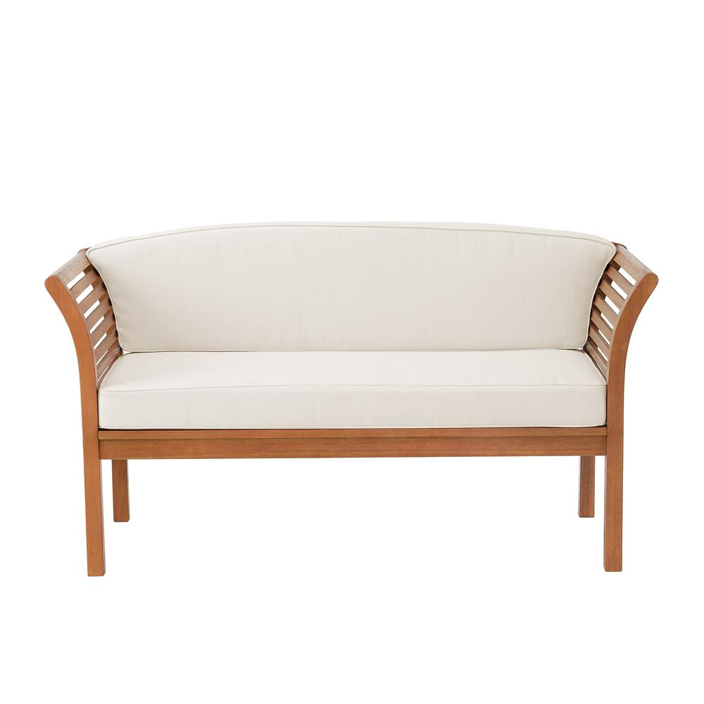 Stamford Eucalyptus Wood Outdoor Bench with Cushions. Picture 1