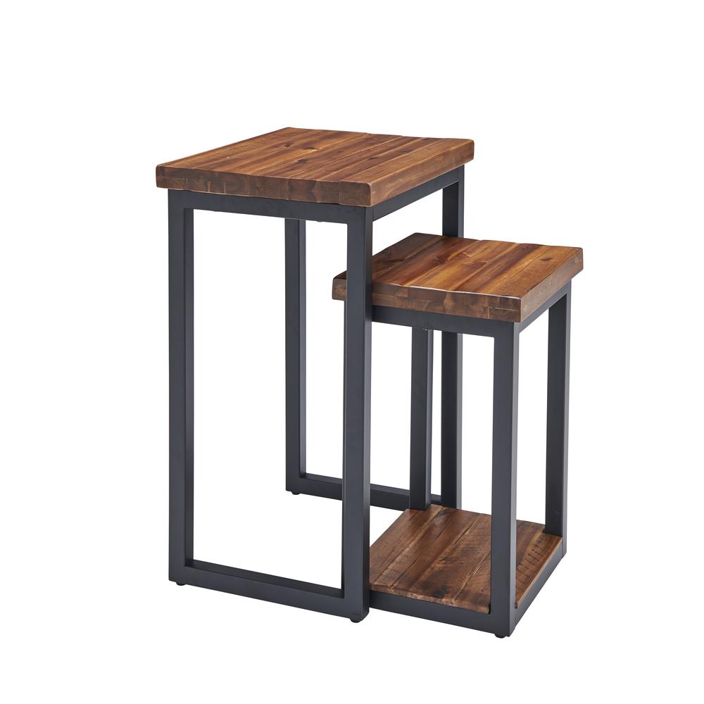 Claremont Rustic Wood Nesting End Tables, Set of Two. Picture 1