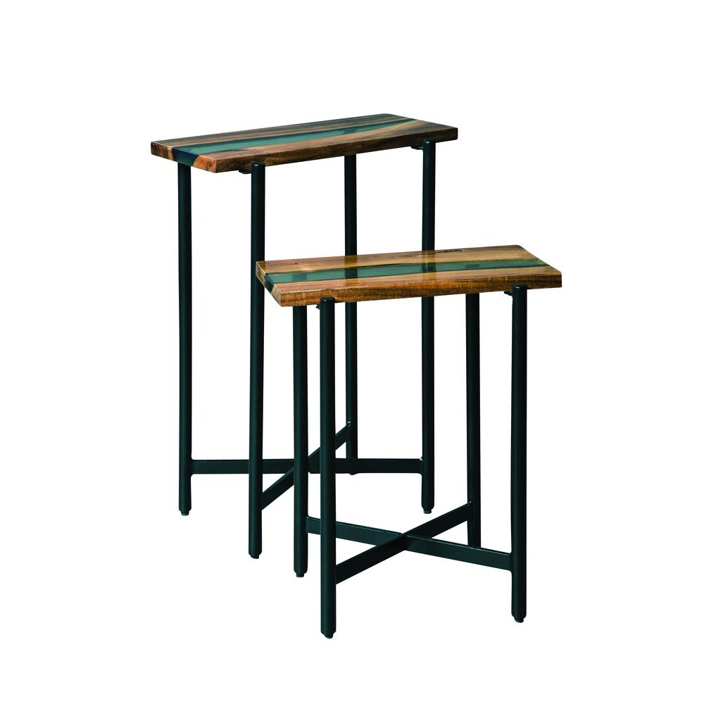 Rivers Edge 18" Acacia Wood and Acrylic Nesting End Tables, Set of 2. Picture 13