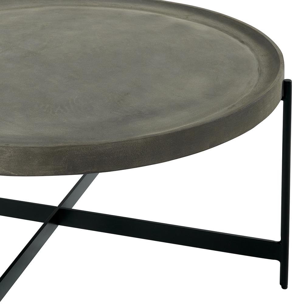 Brookline 42" Round Wood with Concrete-Coating Coffee Table. Picture 6