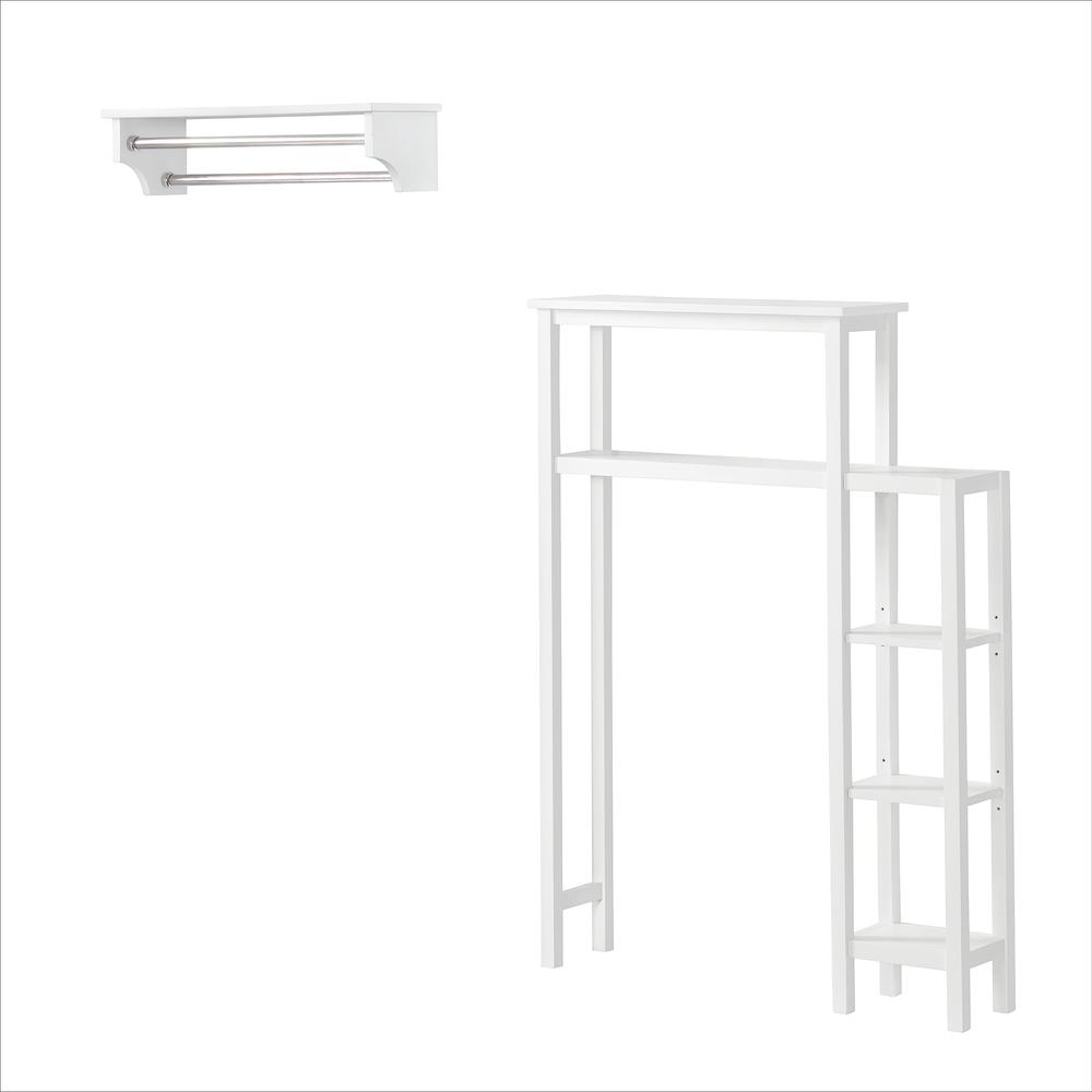 Dover Over Toilet Organizer with Side Shelving, Bathroom Shelf with 2 Towel Rods. Picture 1